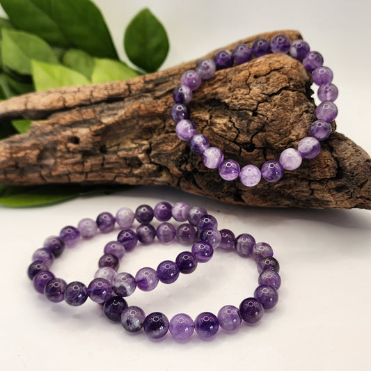 Chevron Amethyst Bead Bracelet