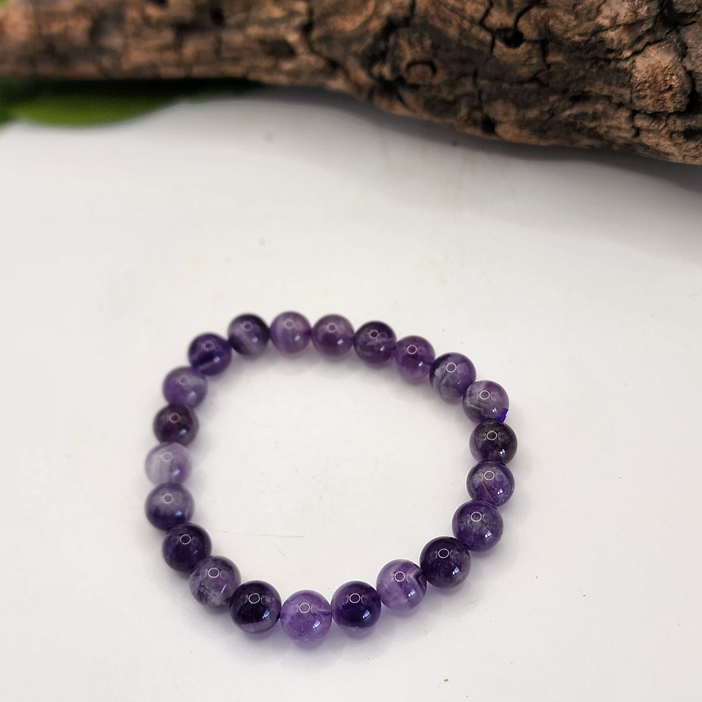 Chevron Amethyst Bead Bracelet