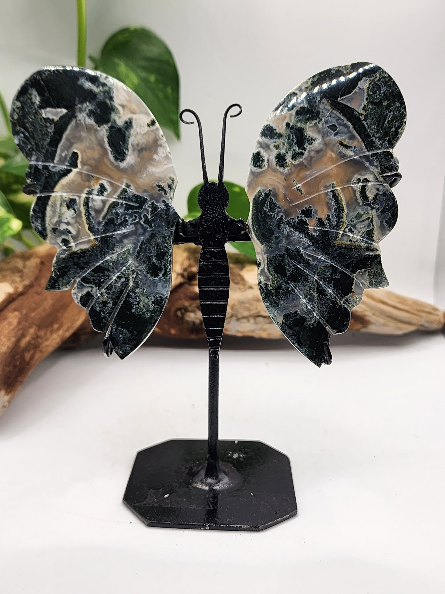 Moss Agate Butterfly Wings MAB02