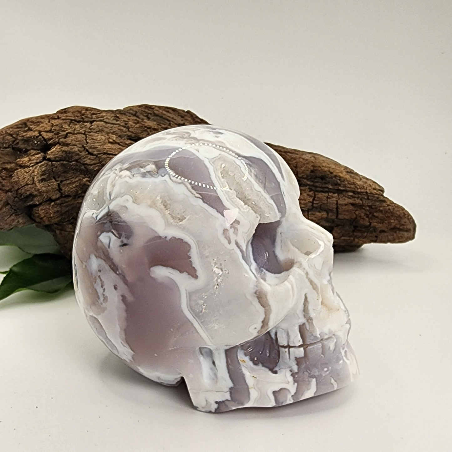 White Plume Agate Skull C